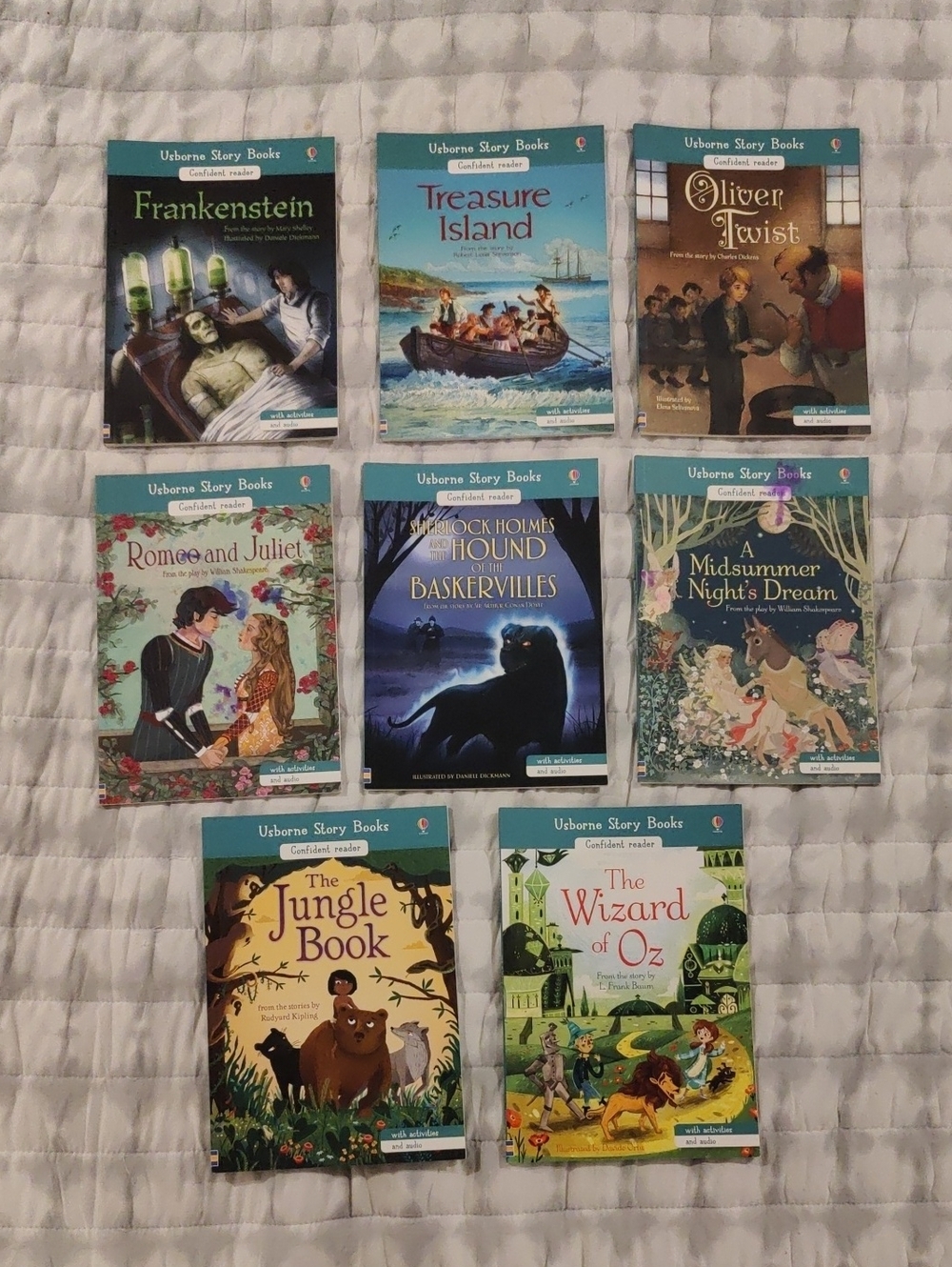 Lot Of 8 Usborne Readers Kids Classics Activities & Audio Educational Books Y2K